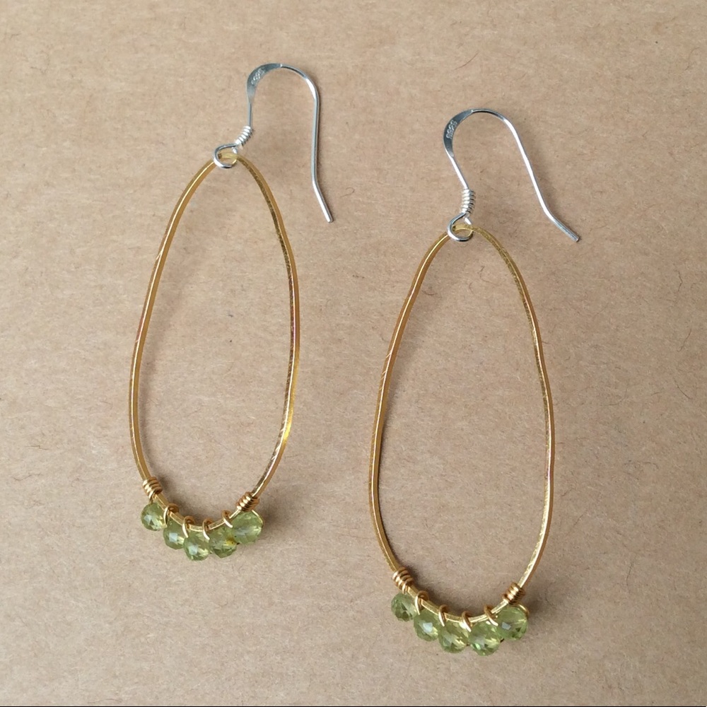 handcrafted Sundance charm natural Peridot Sterling silver gold plated earrings - Picture 8 of 11